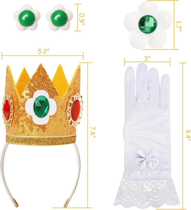 ICECUTE 4 PCS Princess Crown Accessories Kit,Include Crown/Brooch/Earring/Gloves,Princess Costume Accessories for Kids Girls Gold - Image 5